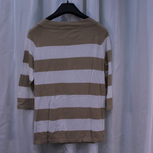 Jones New York Beige and White Striped Long Sleeve Top - Picture 10 of 11